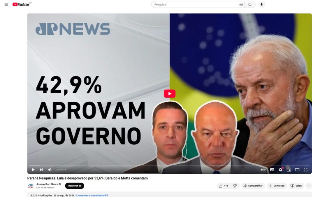Jovem Pan News cita pesquisa realizada pela Paraná Pesquisas. 2 Jovem Pan News cita pesquisa realizada pela Paraná Pesquisas.