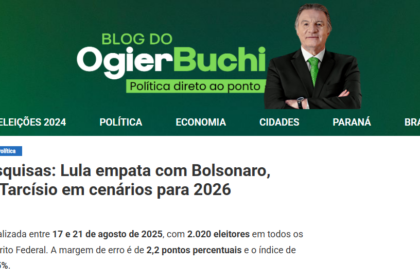 Blog do Ogier Buchi cita pesquisa realizada pela Paraná Pesquisas.
