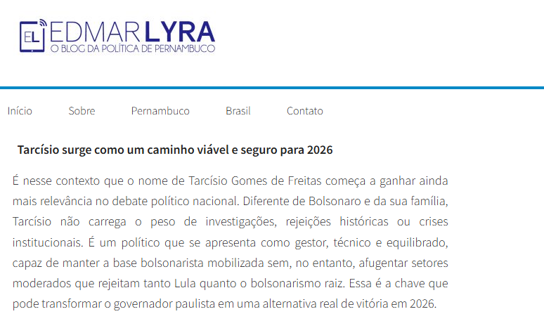 Blog Edmar Lyra cita pesquisa realizada pela Paraná Pesquisas.