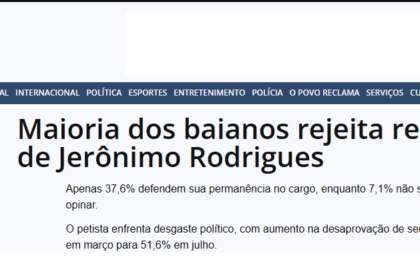 Pauta das 7 cita pesquisa realizada pela Paraná Pesquisas no Estado da Bahia.