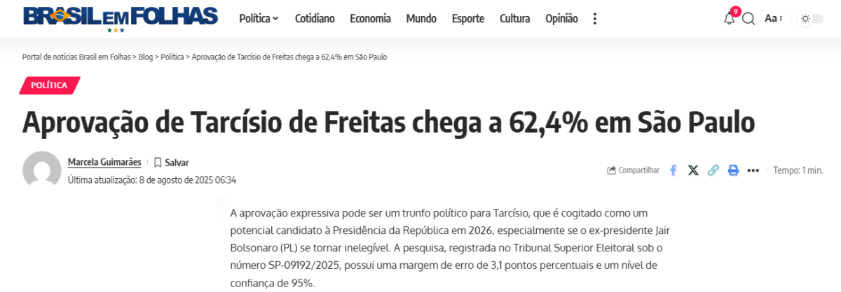 Brasil em Folhas cita pesquisa realizada pela Paraná Pesquisas em São Paulo. 2 Brasil em Folhas cita pesquisa realizada pela Paraná Pesquisas em São Paulo.