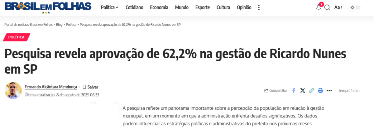 Brasil em Folhas cita pesquisa realizada pela Paraná Pesquisas em São Paulo. 2 Brasil em Folhas cita pesquisa realizada pela Paraná Pesquisas em São Paulo.