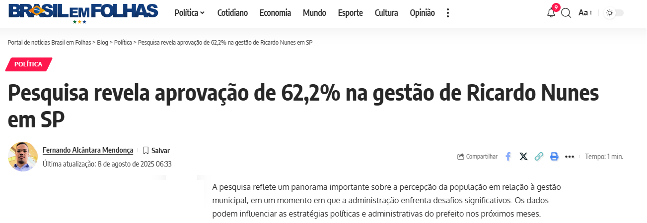 Brasil em Folhas cita pesquisa realizada pela Paraná Pesquisas em São Paulo. 1 Brasil em Folhas cita pesquisa realizada pela Paraná Pesquisas em São Paulo.