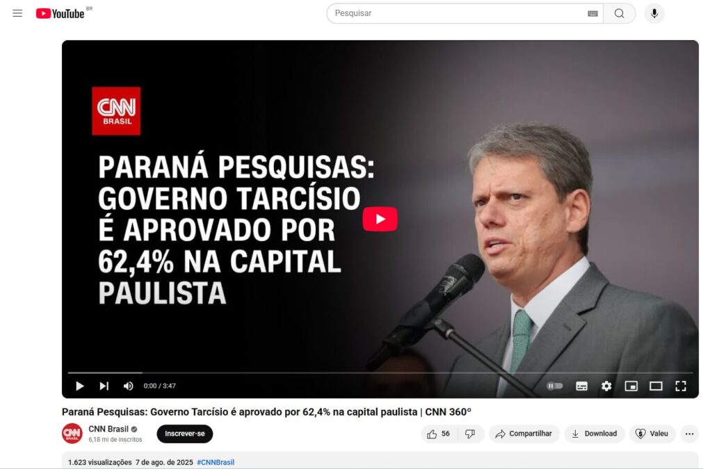 CNN Brasil cita pesquisa realizada pela Paraná Pesquisas em São Paulo. 2 CNN Brasil cita pesquisa realizada pela Paraná Pesquisas em São Paulo.