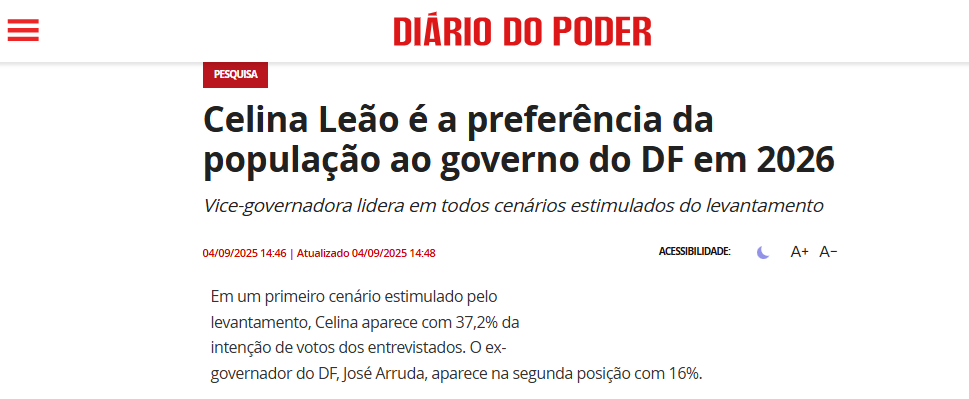 Diário do Poder cita pesquisa realizada pela Paraná Pesquisas no Distrito Federal. 2 Diário do Poder cita pesquisa realizada pela Paraná Pesquisas no Distrito Federal.