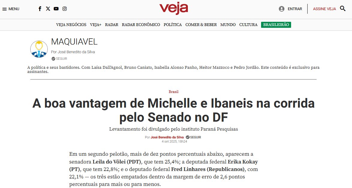 Veja cita pesquisa realizada pela Paraná Pesquisas no Distrito Federal. 2 Veja cita pesquisa realizada pela Paraná Pesquisas no Distrito Federal.