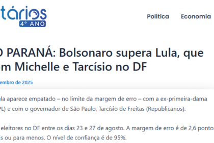 Os Libertários cita pesquisa realizada pela Paraná Pesquisas no Distrito Federal.