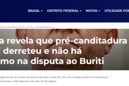 Donny Silva News cita pesquisa realizada pela Paraná Pesquisas no Distrito Federal.