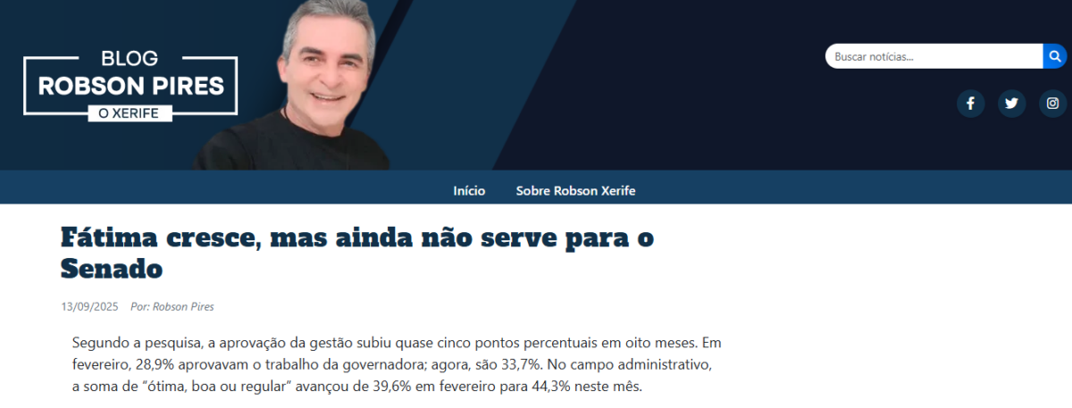 Blog Robson Pires cita pesquisa realizada pela Paraná Pesquisas no Estado do Rio Grande do Norte. 2 Blog Robson Pires cita pesquisa realizada pela Paraná Pesquisas no Estado do Rio Grande do Norte.