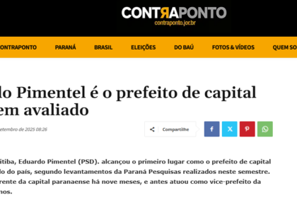 Contra Ponto cita pesquisa realizada pela Paraná Pesquisas.