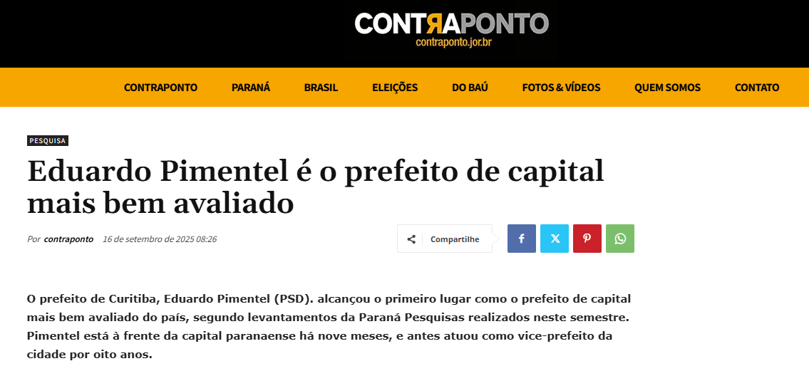 Contra Ponto cita pesquisa realizada pela Paraná Pesquisas. 2 Contra Ponto cita pesquisa realizada pela Paraná Pesquisas.