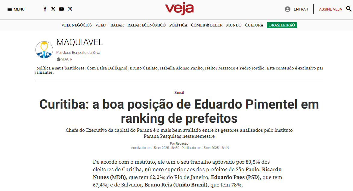 Veja cita pesquisa realizada pela Paraná Pesquisas. 2 Veja cita pesquisa realizada pela Paraná Pesquisas.