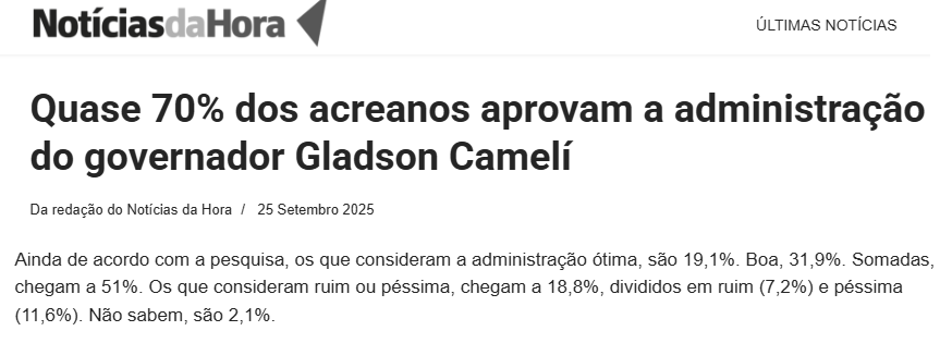 Notícias da Hora cita pesquisa realizada pela Paraná Pesquisas no Estado do Acre. 2 Notícias da Hora cita pesquisa realizada pela Paraná Pesquisas no Estado do Acre.