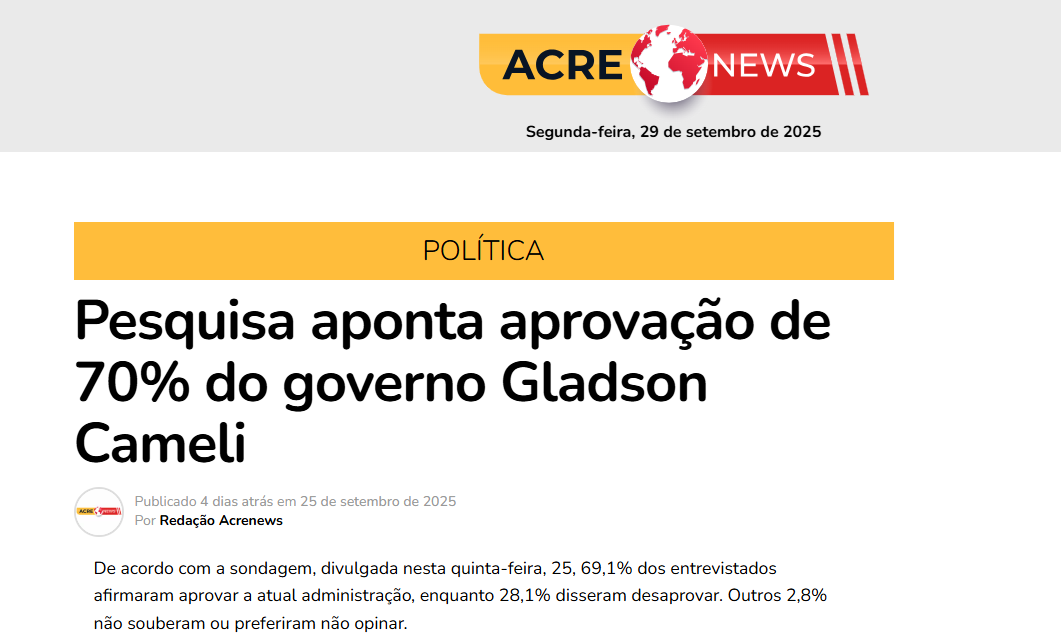 Acre News cita pesquisa realizada pela Paraná Pesquisas no Estado do Acre. 2 Acre News cita pesquisa realizada pela Paraná Pesquisas no Estado do Acre.