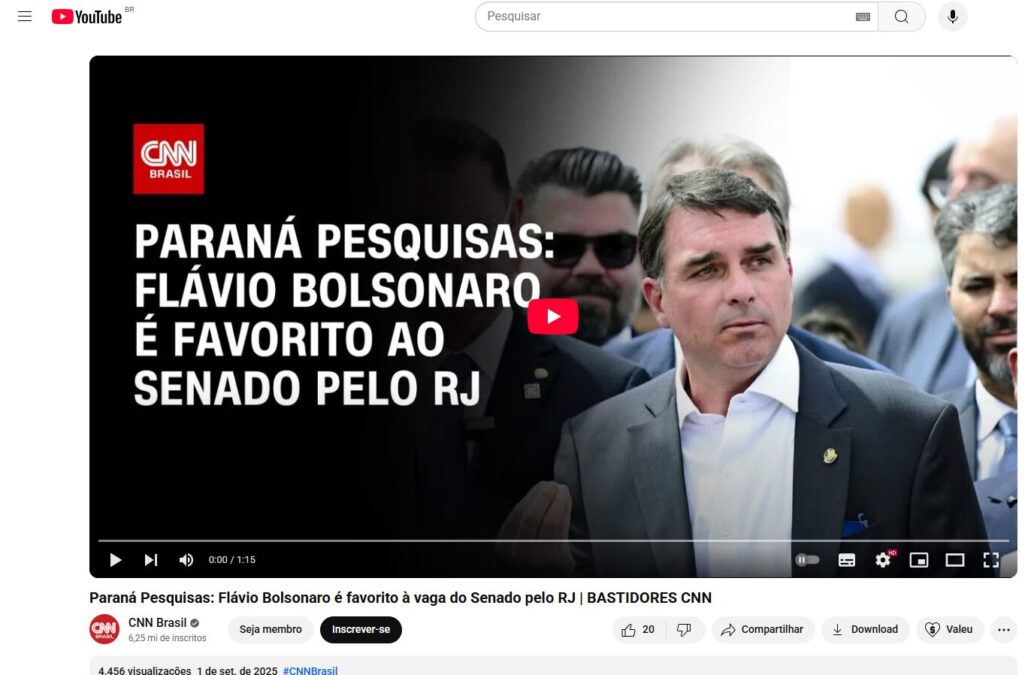 CNN Brasil cita pesquisa realizada pela Paraná Pesquisas no Estado do Rio de Janeiro.