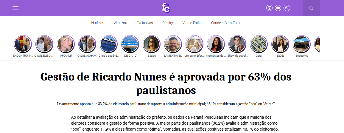 Blog Felipeh Campos cita pesquisa realizada pela Paraná Pesquisas no Município de São Paulo. 2 Blog Felipeh Campos cita pesquisa realizada pela Paraná Pesquisas no Município de São Paulo.