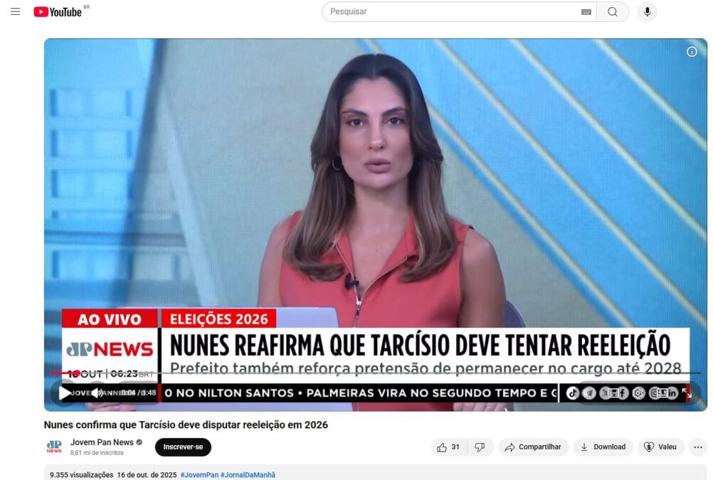 Jovem Pan News cita pesquisa realizada pela Paraná Pesquisas no Estado de São Paulo. 2 Jovem Pan News cita pesquisa realizada pela Paraná Pesquisas no Estado de São Paulo.