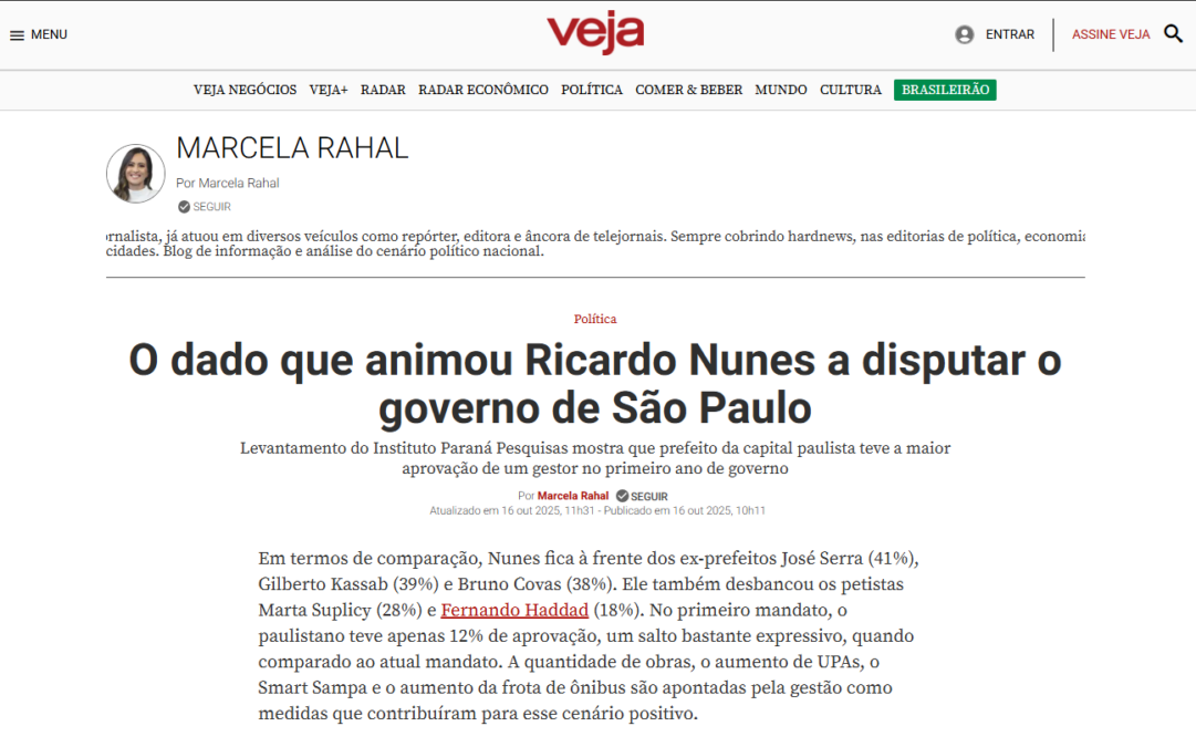 Veja cita pesquisa realizada pela Paraná Pesquisas no Município de São Paulo. 2 Veja cita pesquisa realizada pela Paraná Pesquisas no Município de São Paulo.