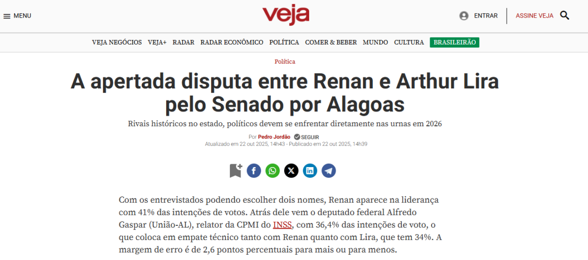 Veja cita pesquisa realizada pela Paraná Pesquisas no Estado de Alagoas.