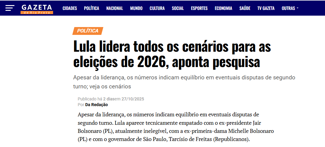 Gazeta de Rio Preto pesquisa realizada pela Paraná Pesquisas.