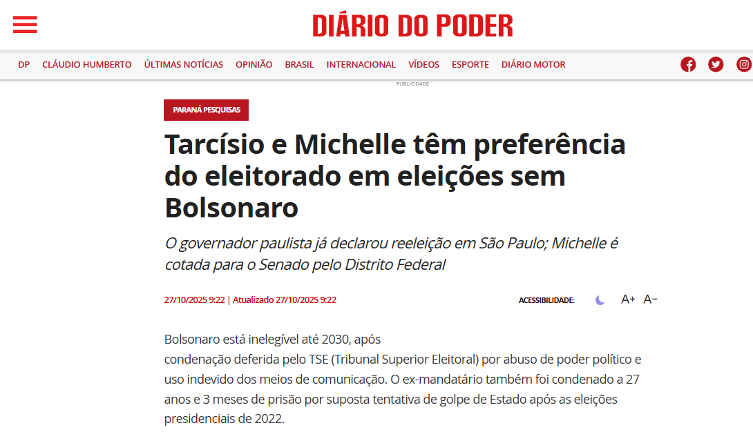 Diário do Poder pesquisa realizada pela Paraná Pesquisas.