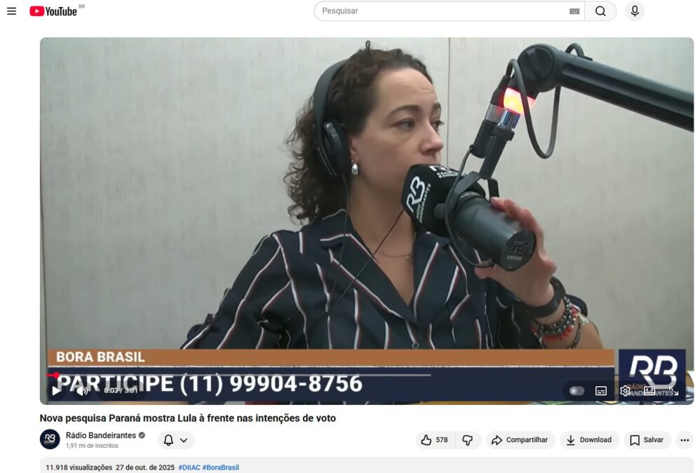 Rádio Bandeirantes pesquisa realizada pela Paraná Pesquisas. 2 Rádio Bandeirantes pesquisa realizada pela Paraná Pesquisas.