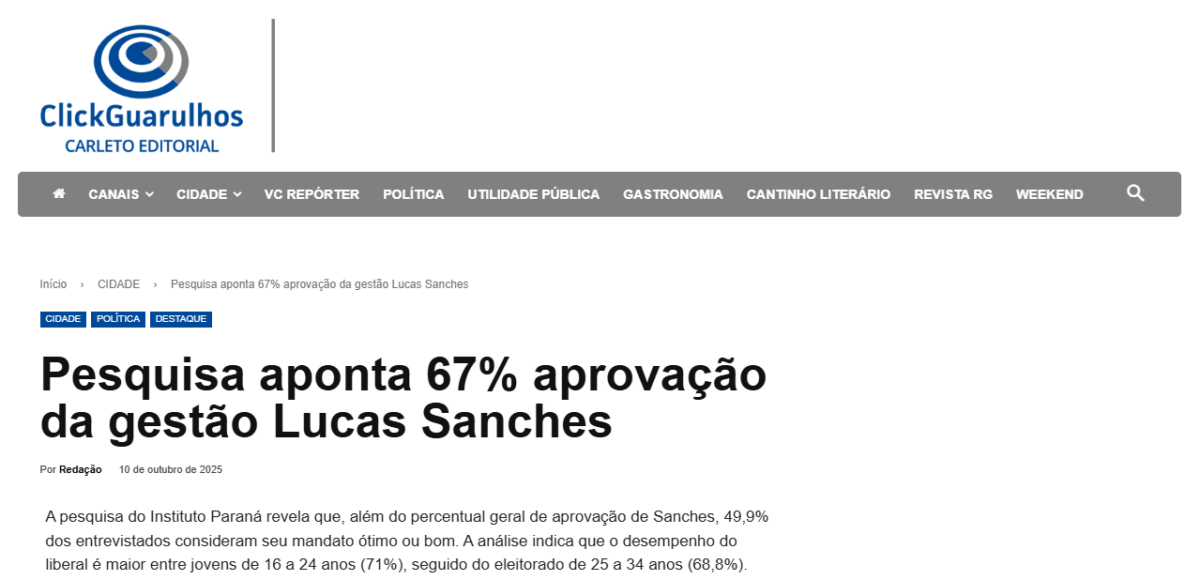 Click Guarulhos cita pesquisa realizada pela Paraná Pesquisas no Município de Guarulhos. 2 Click Guarulhos cita pesquisa realizada pela Paraná Pesquisas no Município de Guarulhos.