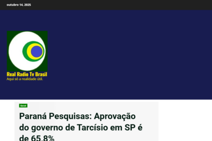 Real Rádio TV Brasil cita pesquisa realizada pela Paraná Pesquisas no Estado de São Paulo.