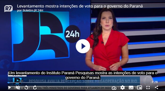 R7 Notícias cita pesquisa realizada pela Paraná Pesquisas no Estado do Paraná. 1 R7 Notícias cita pesquisa realizada pela Paraná Pesquisas no Estado do Paraná.