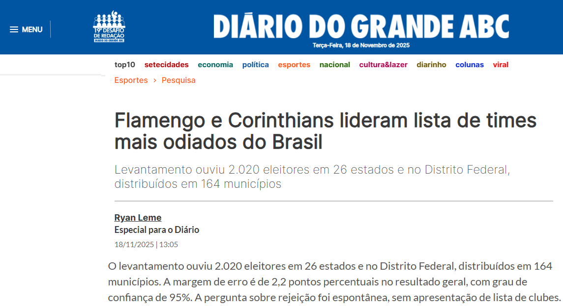 Diário do Grande ABC cita pesquisa realizada pela Paraná Pesquisas. 2 Diário do Grande ABC cita pesquisa realizada pela Paraná Pesquisas.