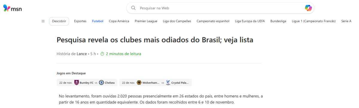 MSN cita pesquisa realizada pela Paraná Pesquisas.