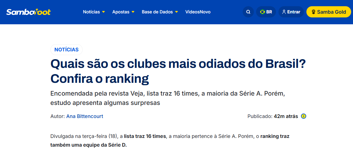 Samba Foot cita pesquisa realizada pela Paraná Pesquisas. 2 Samba Foot cita pesquisa realizada pela Paraná Pesquisas.