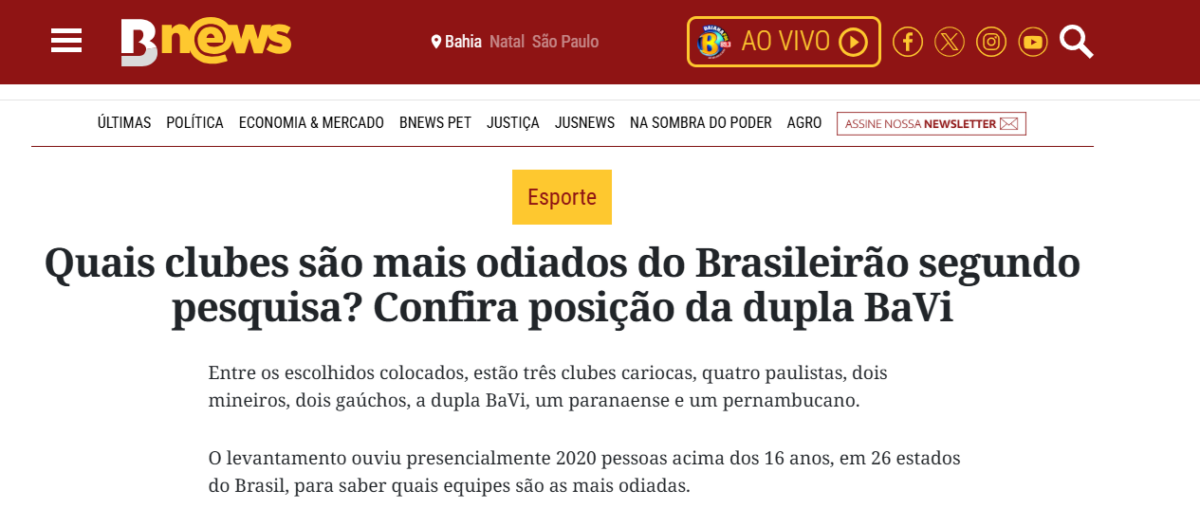 B News cita pesquisa realizada pela Paraná Pesquisas.