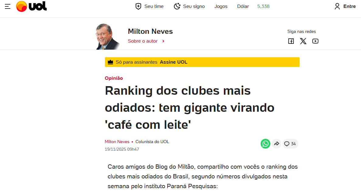 UOL Notícias cita pesquisa realizada pela Paraná Pesquisas. 2 UOL Notícias cita pesquisa realizada pela Paraná Pesquisas.