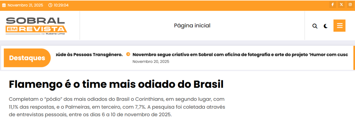 Sobral em Revista cita pesquisa realizada pela Paraná Pesquisas.
