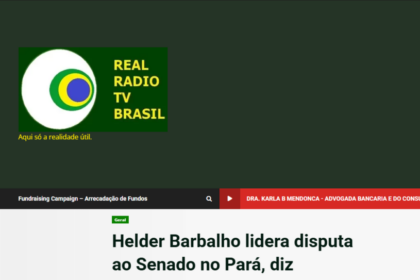 Real Rádio TV Brasil cita pesquisa realizada pela Paraná Pesquisas no Estado do Pará.