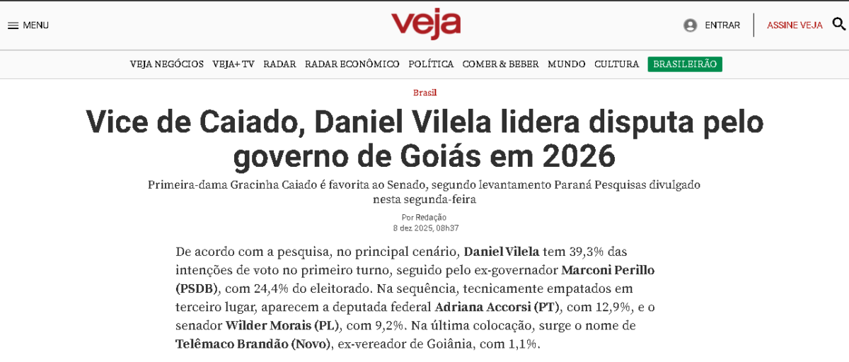 Veja cita pesquisa realizada pela Paraná Pesquisas no Estado de Goiás. 2 Veja cita pesquisa realizada pela Paraná Pesquisas no Estado de Goiás.