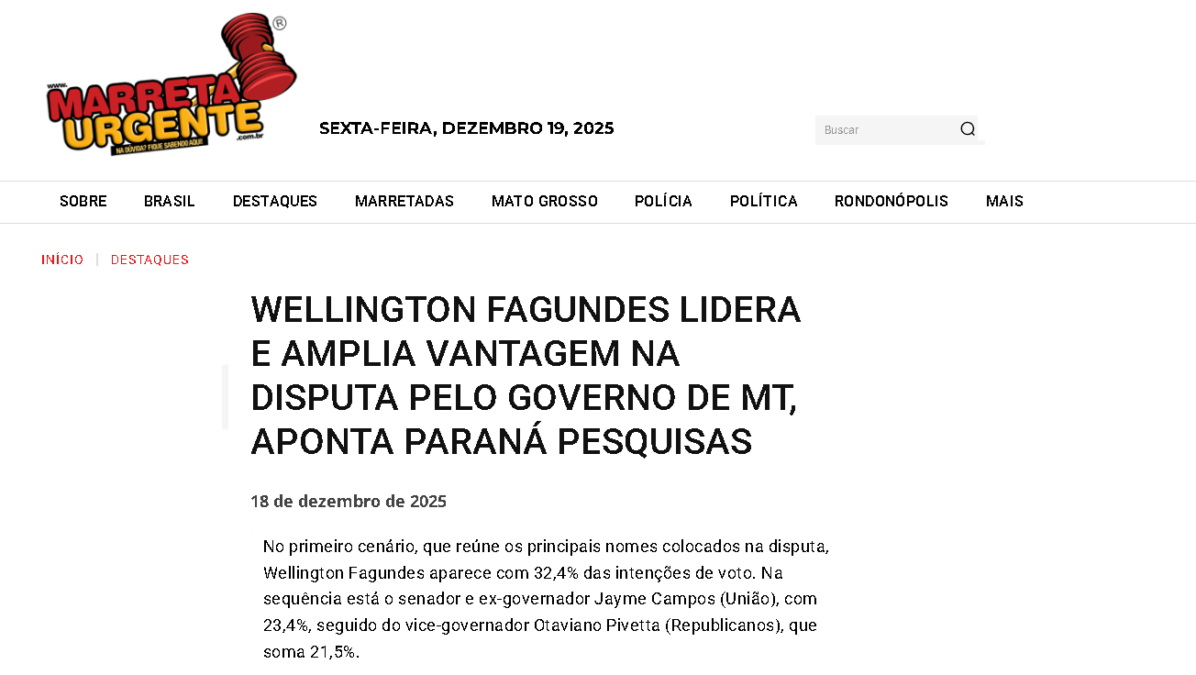 Marreta Urgente cita pesquisa realizada pela Paraná Pesquisas no Estado de Mato Grosso. 2 Marreta Urgente cita pesquisa realizada pela Paraná Pesquisas no Estado de Mato Grosso.