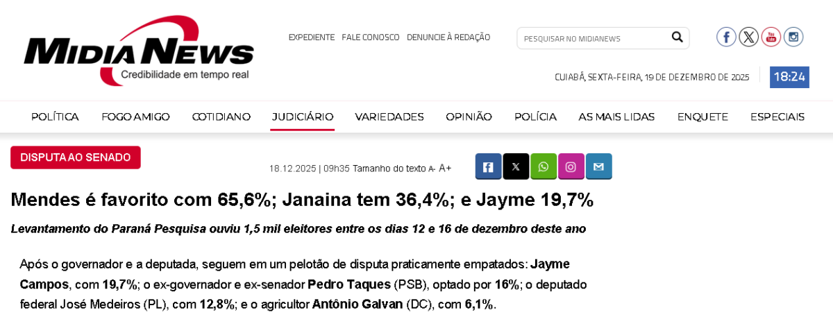 Mídia News cita pesquisa realizada pela Paraná Pesquisas no Estado de Mato Grosso. 2 Mídia News cita pesquisa realizada pela Paraná Pesquisas no Estado de Mato Grosso.