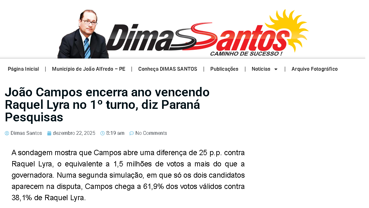 Blog Dimas Santos cita pesquisa realizada pela Paraná Pesquisas no Estado de Pernambuco. 2 Blog Dimas Santos cita pesquisa realizada pela Paraná Pesquisas no Estado de Pernambuco.