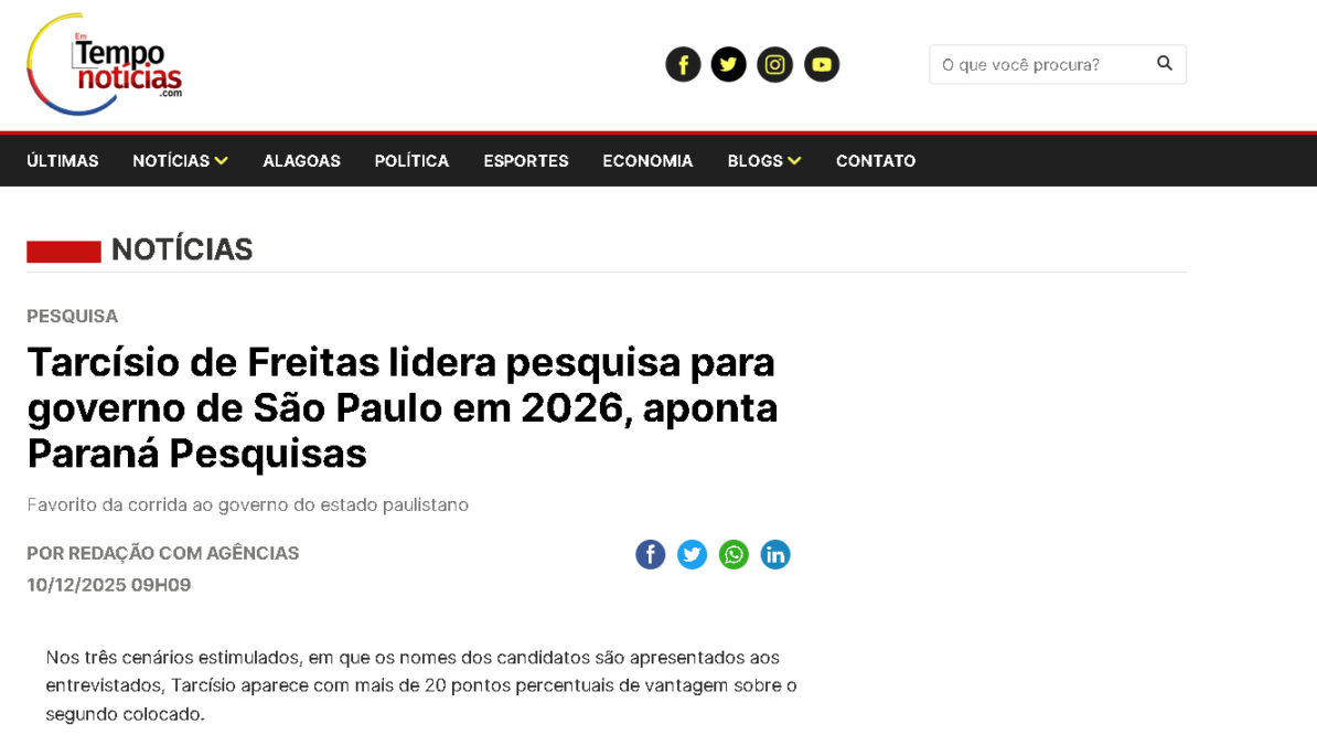 Em Tempo Notícias cita pesquisa realizada pela Paraná Pesquisas no Estado de São Paulo. 2 Em Tempo Notícias cita pesquisa realizada pela Paraná Pesquisas no Estado de São Paulo.