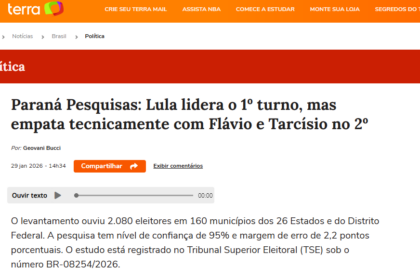 Portal Terra cita pesquisa realizada pela Paraná Pesquisas.