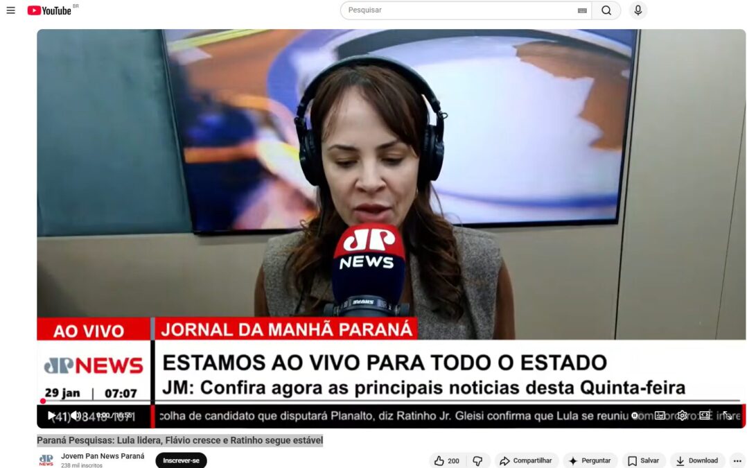 Jovem Pan News Paraná cita pesquisa realizada pela Paraná Pesquisas. 2 Jovem Pan News Paraná cita pesquisa realizada pela Paraná Pesquisas.