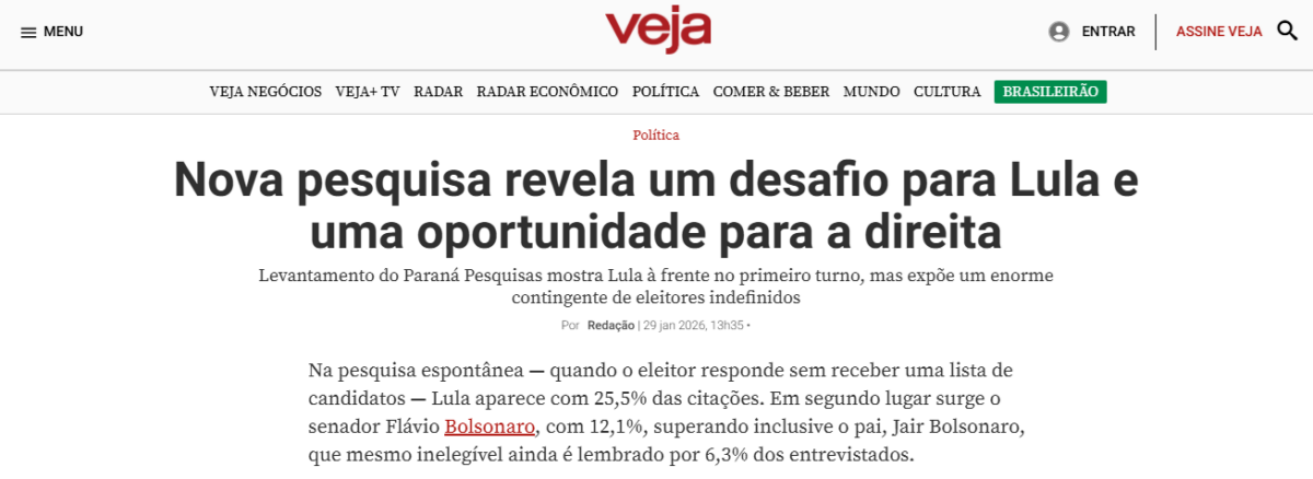 Veja cita pesquisa realizada pela Paraná Pesquisas. 2 Veja cita pesquisa realizada pela Paraná Pesquisas.