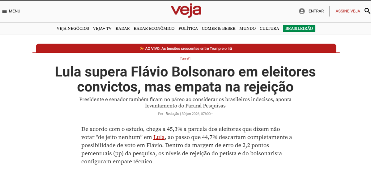 Veja cita pesquisa realizada pela Paraná Pesquisas. 2 Veja cita pesquisa realizada pela Paraná Pesquisas.
