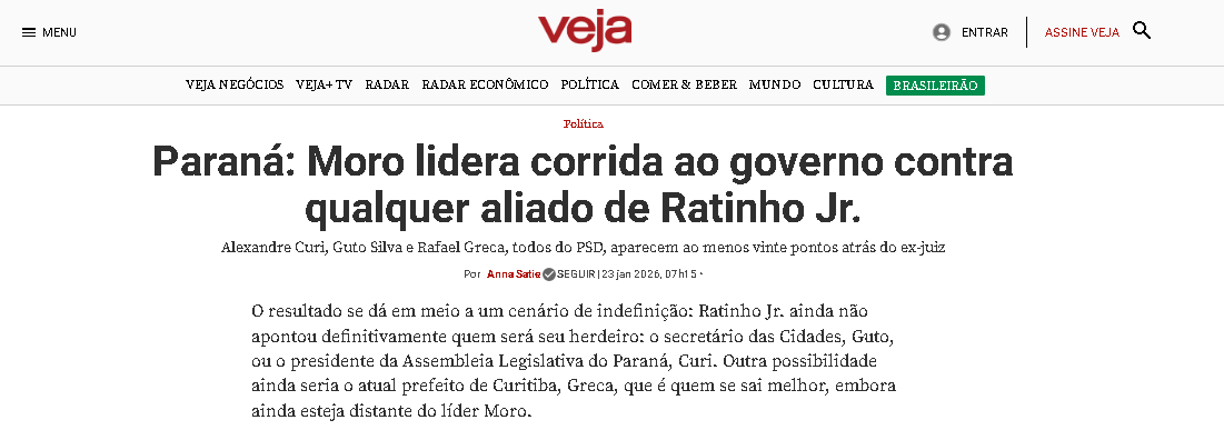 Veja cita pesquisa realizada pela Paraná Pesquisas no Estado do Paraná.