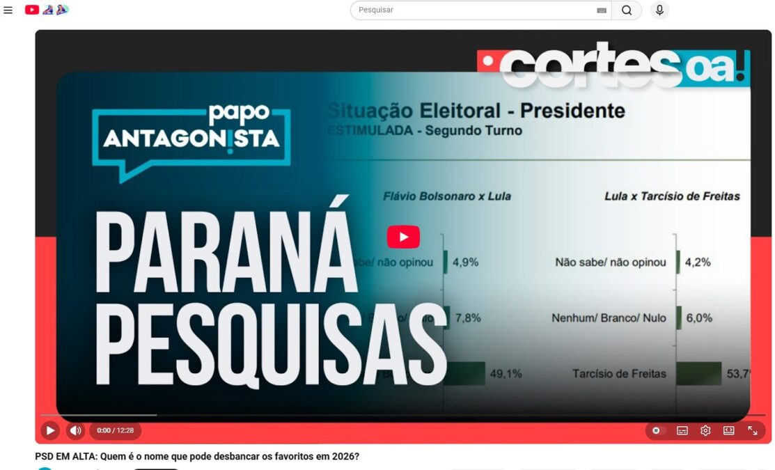 O Antagonista cita pesquisa realizada pela Paraná Pesquisas no Estado de São Paulo. 2 O Antagonista cita pesquisa realizada pela Paraná Pesquisas no Estado de São Paulo.