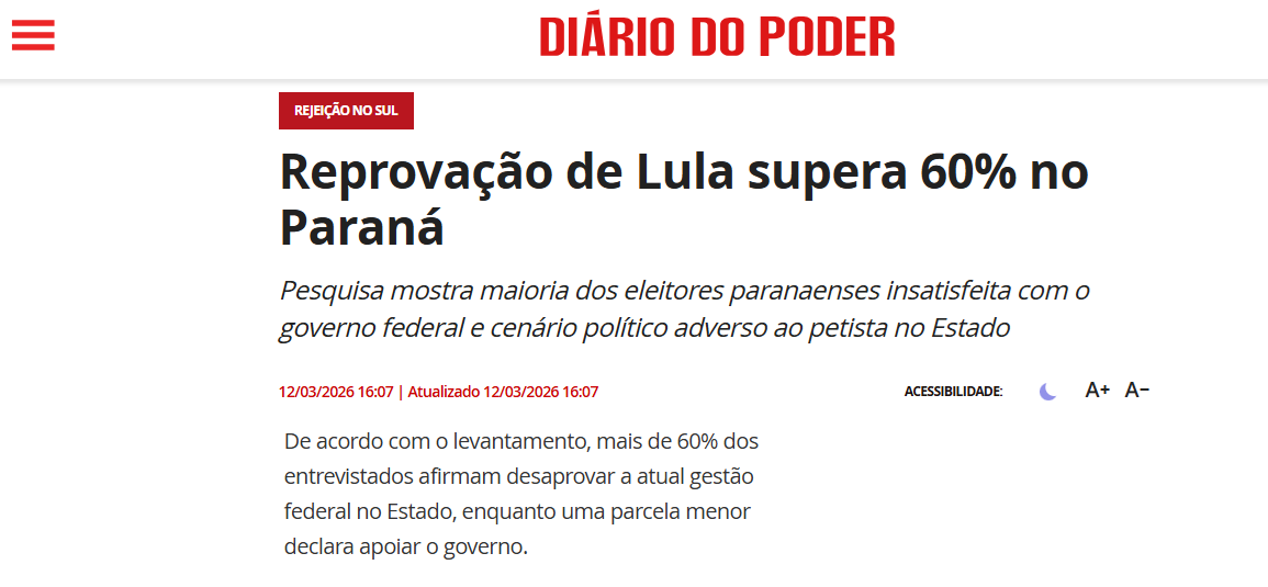 Diário do Poder cita pesquisa realizada pela Paraná Pesquisas no Estado do Paraná. 2 Diário do Poder cita pesquisa realizada pela Paraná Pesquisas no Estado do Paraná.