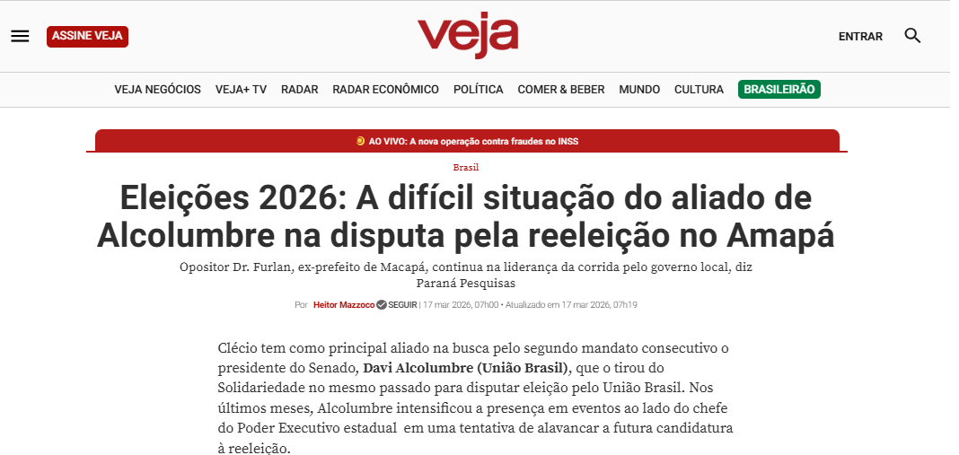 Veja cita pesquisa realizada pela Paraná Pesquisas no Estado do Amapá.