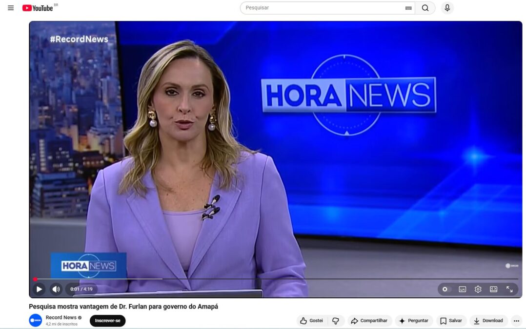 Record News cita pesquisa realizada pela Paraná Pesquisas no Estado do Amapá.